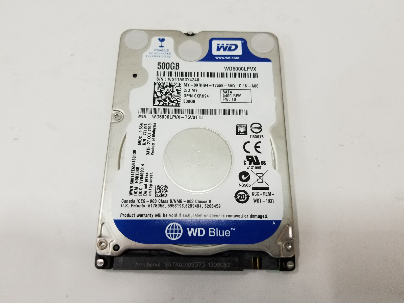 Western Digital Blue WD5000LPVX 500 GB 2.5″ SATA III Laptop Hard Drive
