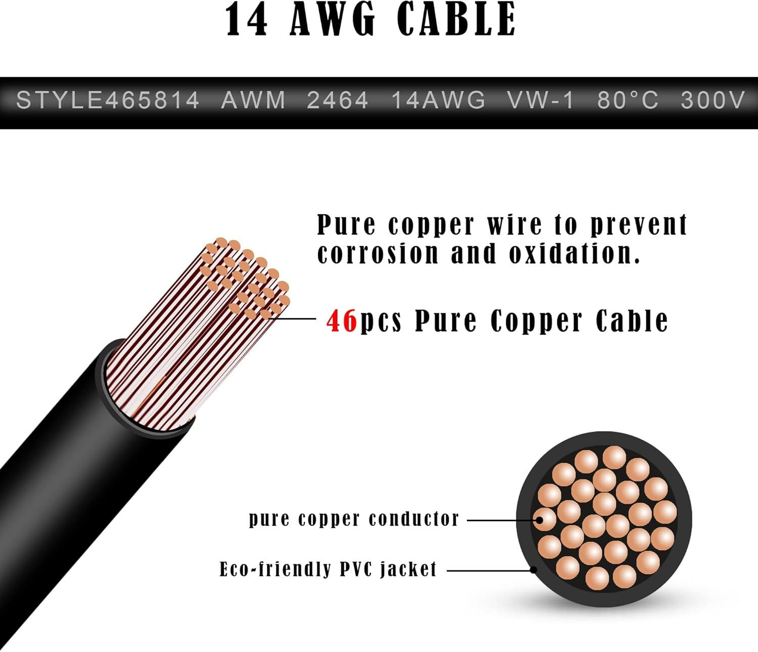 DC7909 Y Splitter Adapter Cable 14AWG DC 8Mm 1 Male to 2 Female Power Cord for P