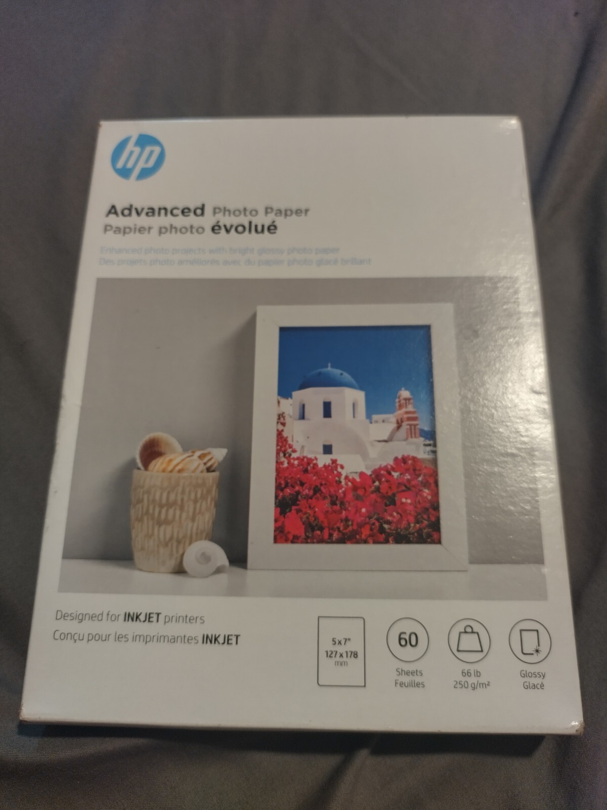 HP Advanced Glossy Photo Paper New Sealed 60 Sheets 5″ x 7″ Q8690A 66lb Weight