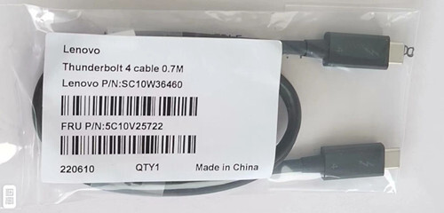 For Lenovo Thunderbolt4 Cable 40Gbps 100W 5K 4K Display USB-C Gen 2 Video 0.7M