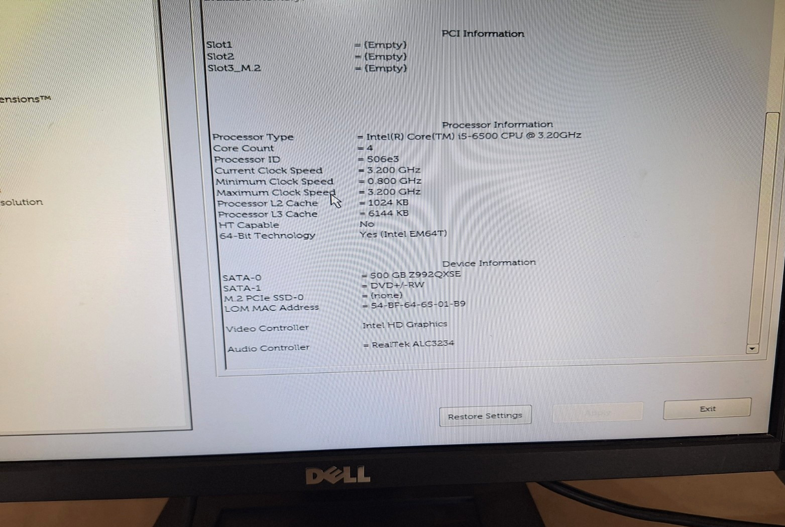 DELL OptiPlex 3050 SFF Desktop i5-6500 320Ghz 8 Gb Ram 500 HDD (No OS)