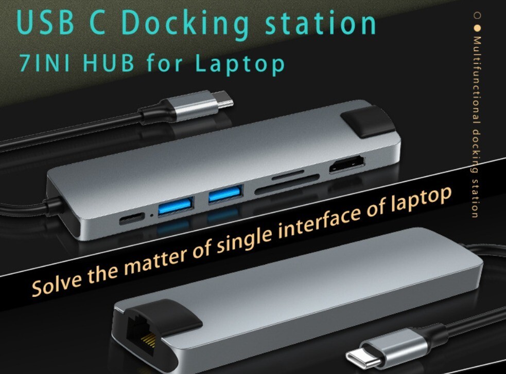 7 in 1 USB C HUB HDMI Multiport Card Reader Docking Station For Macbook Pro/Air