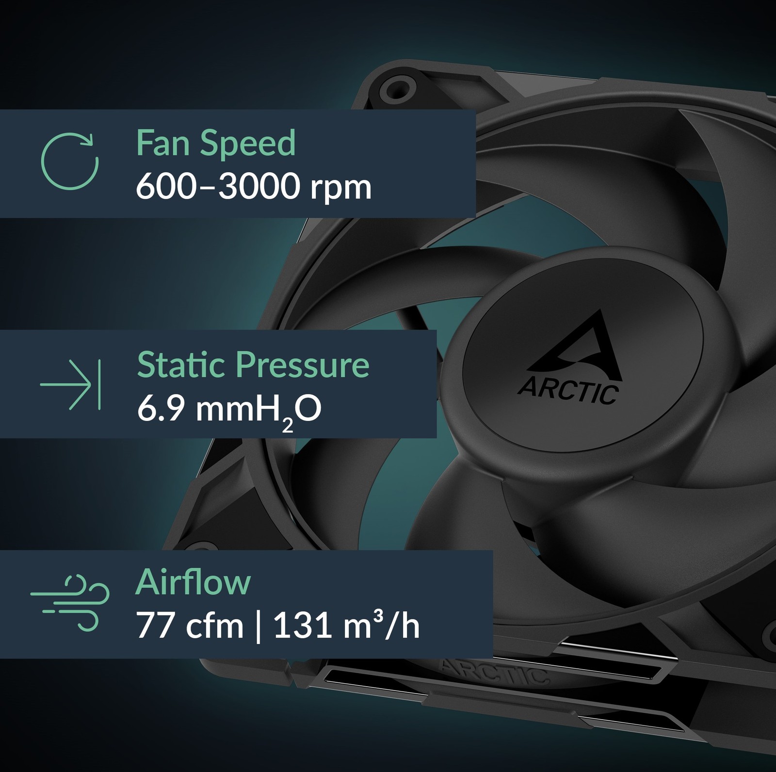 ARCTIC P12 Pro Premium Fan 120 mm PWM PC Case Silent black B-Stock