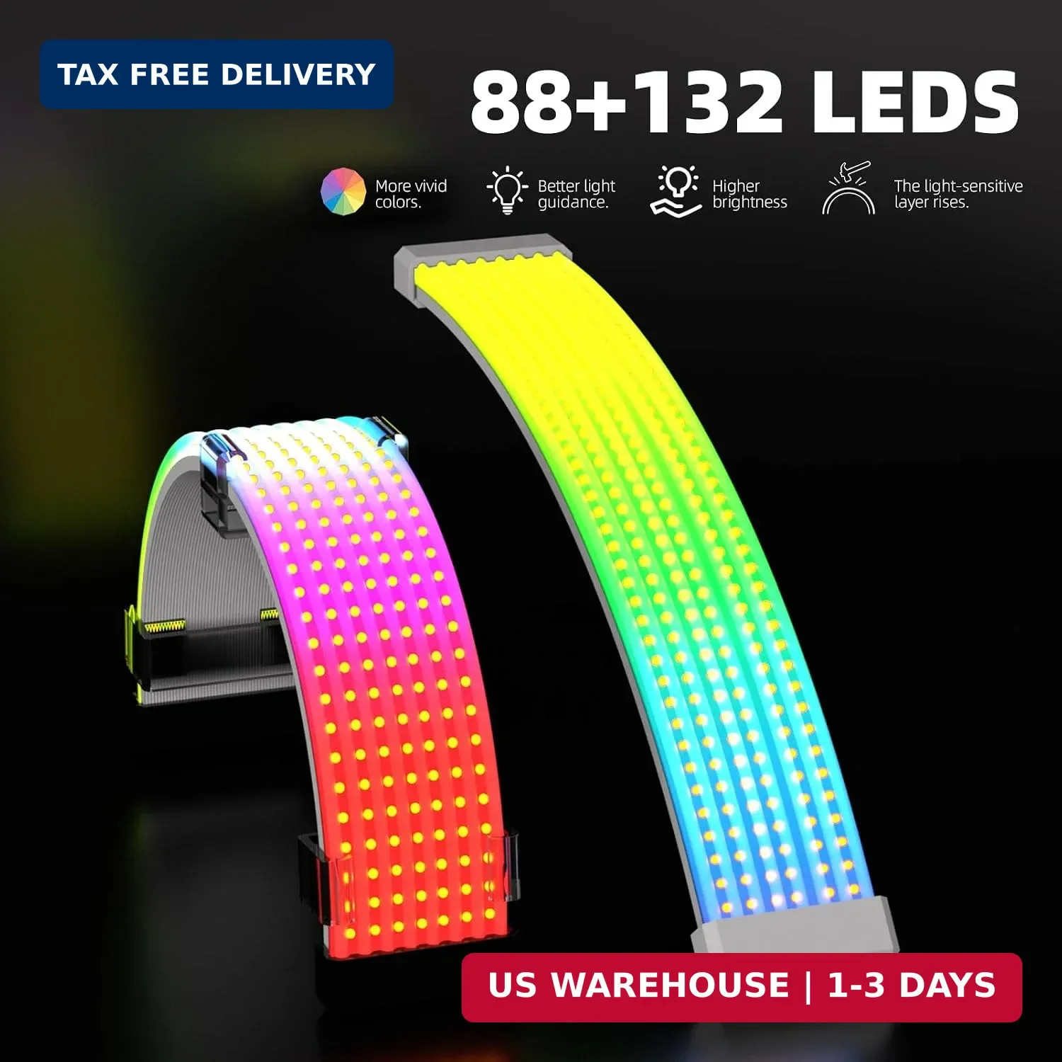 RGB Cable Extension PC Kit, Flexible ARGB Lighting Sleeves, RGB PC Cables Extens