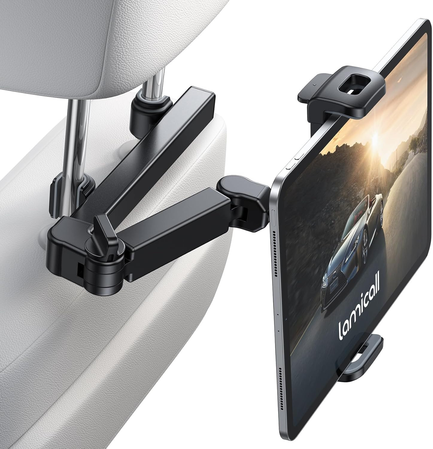 Lamicall Car Headrest Tablet Holder – [3 in 1 Extension Arm] Adjustable Table…