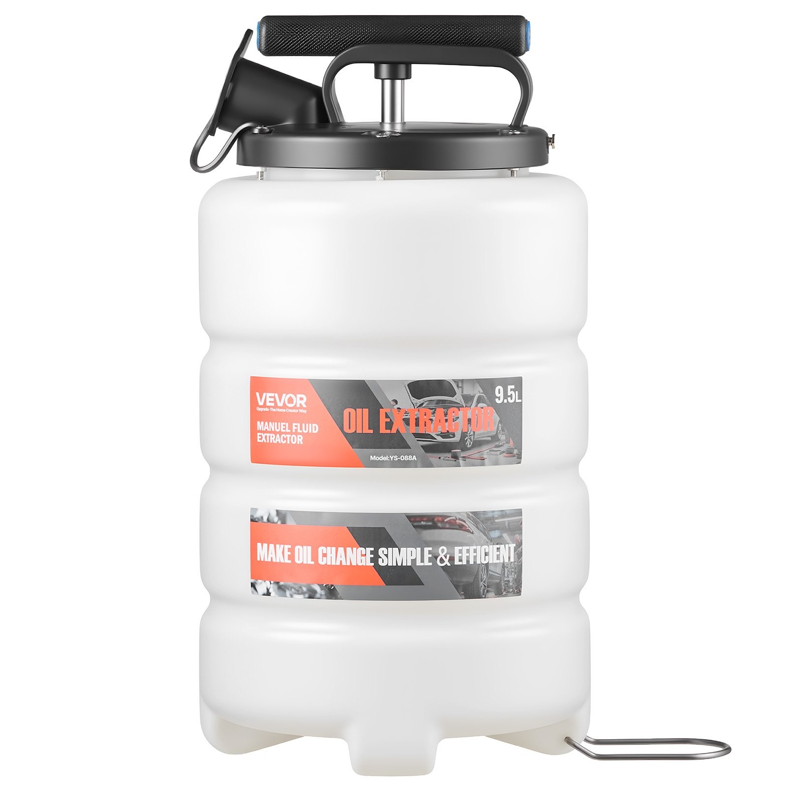 Fluid Extractor, 9.5 L Capacity, Manual Vacuum Oil Extractor Pump with 59 in Lon