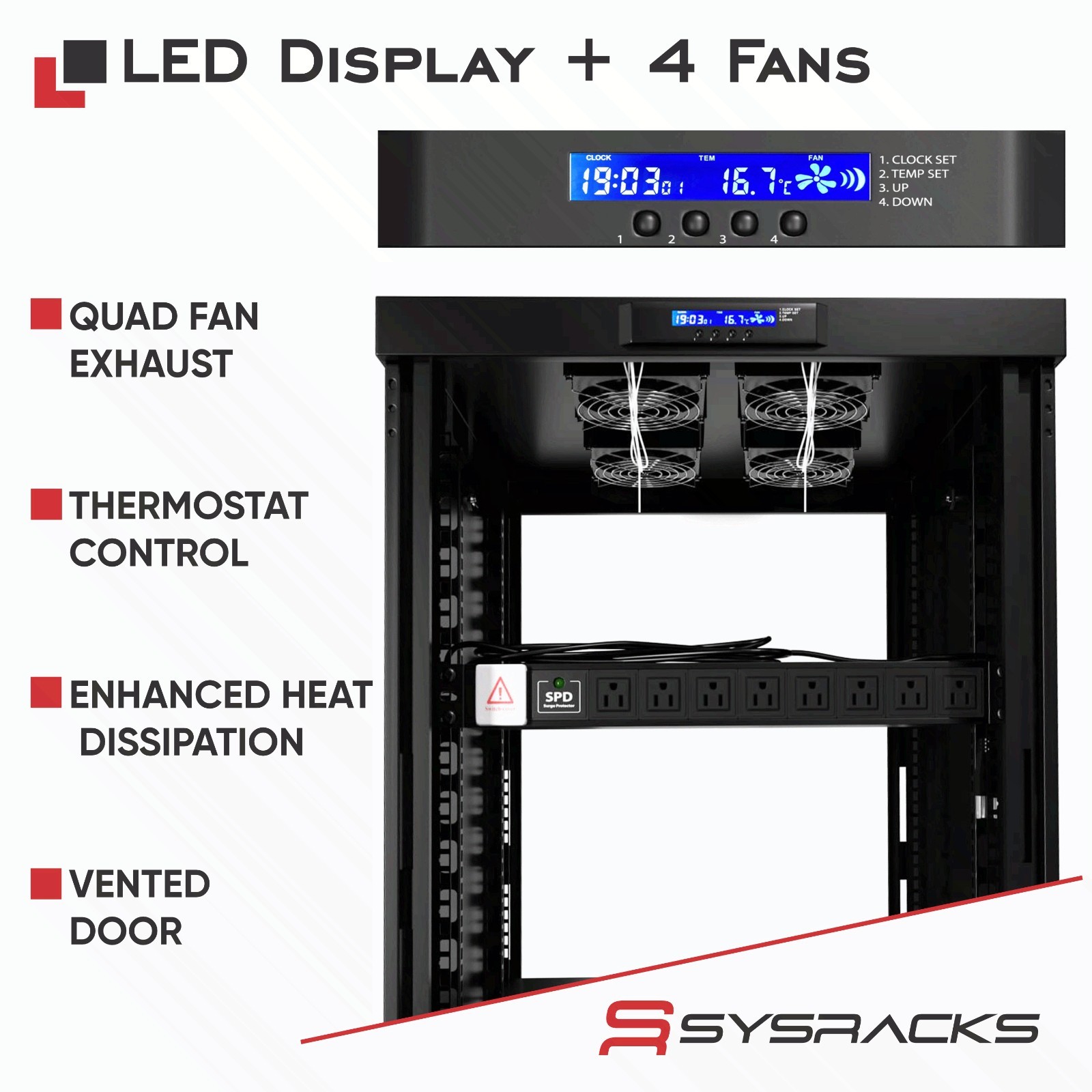 Sysracks 32U 24” Deep IT Network Data Server Rack Cabinet