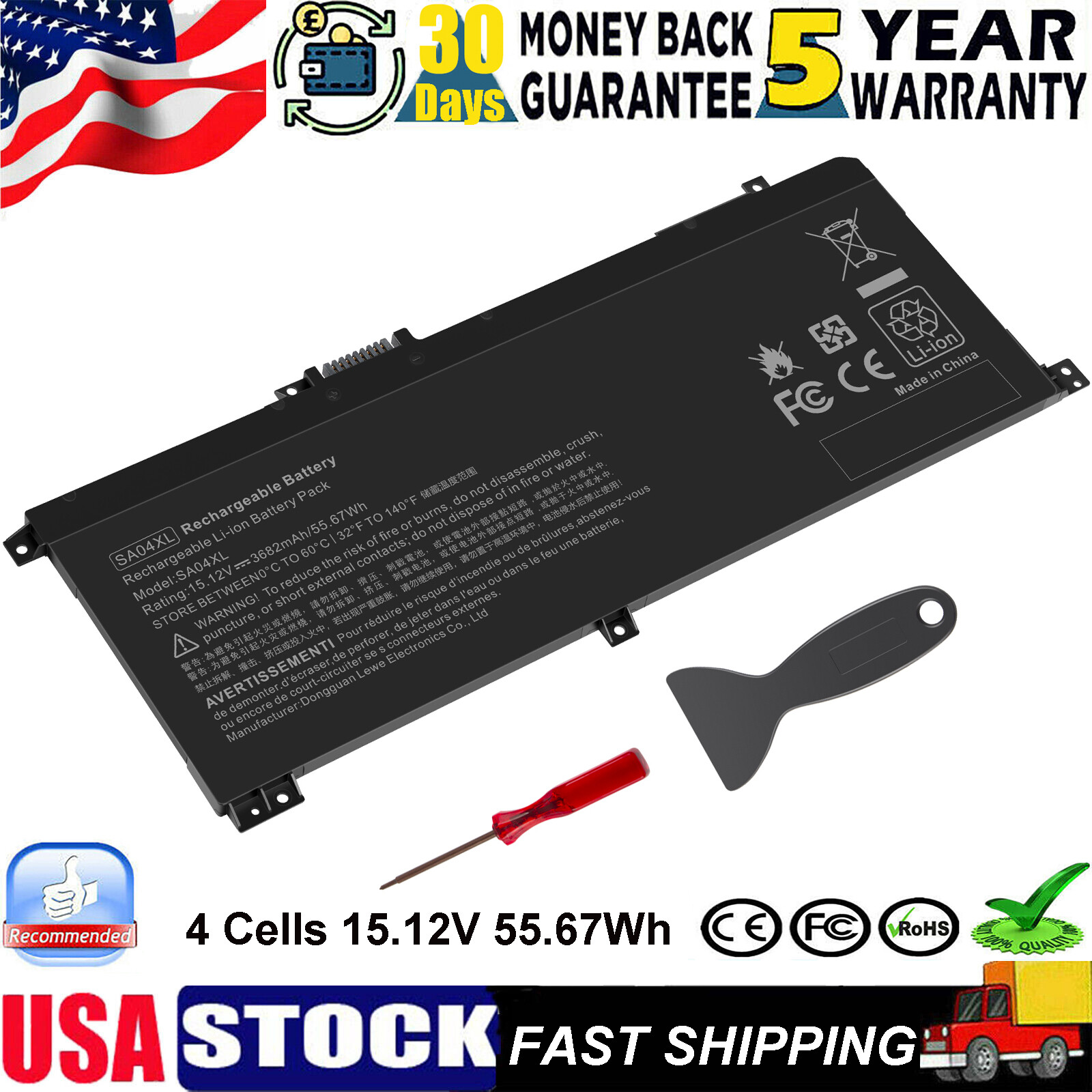 NEW SA04XL Battery For ENVY X360 15DR L43248-AC2 HSTNN-OB1G HSTNN-UB7U Laptop