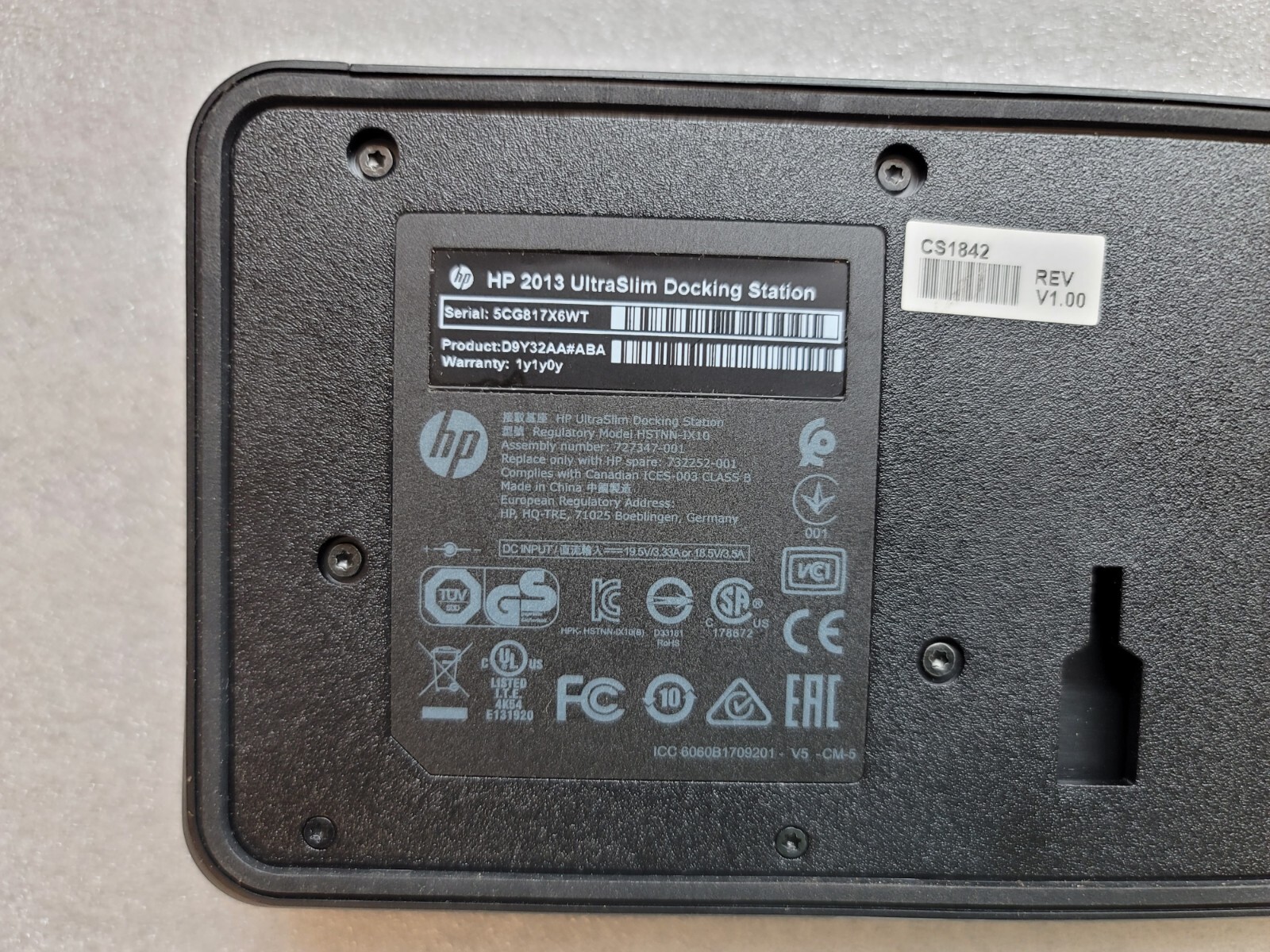GENUINE OEM HP 2013 ULTRASLIM DOCKING STATION D9Y32AA#ABA HP