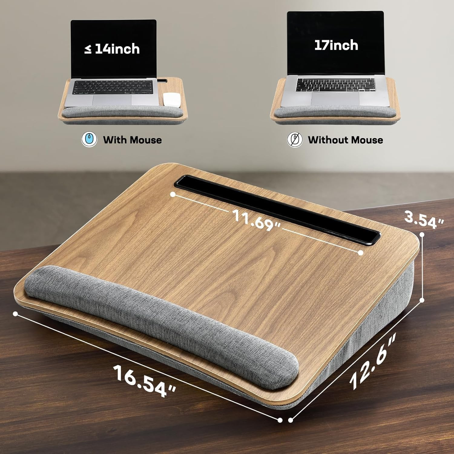 Laptop Lap Desk – Portable Lap Desk with Pillow Cushion, Fits up to 15.6 Inch La