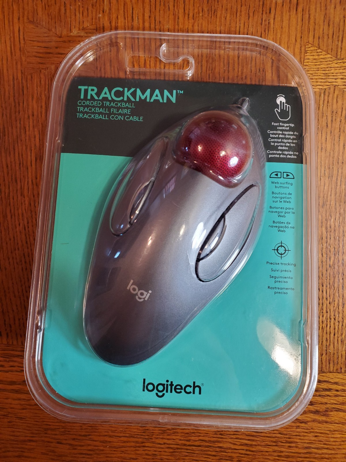 Logitech TRACKMAN Corded Trackball Mouse T-BC21 Wired USB (Sealed)