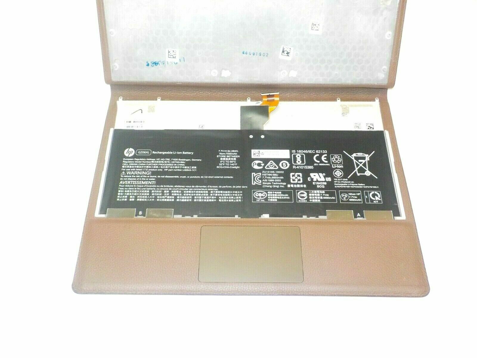 OEM GZ06XL LEATHER COVER CGB / Touchpad W/Battery HP Spectre Folio 13-HSTNN-IB8J