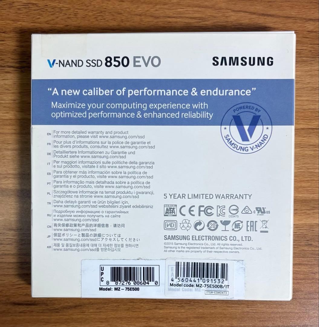Samsung 850 EVO 500GB V-NAND 2.5-Inch SATA III MZ-75E500B/IT Unopened