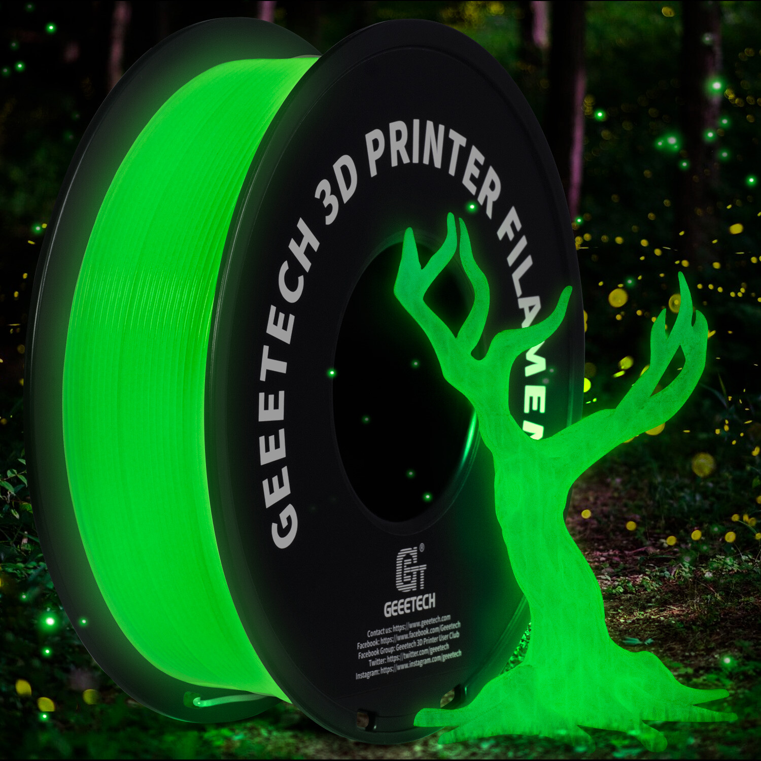 Geeetech 3D Printer Filament Pla Glow In The Dark Luminous Glow Green 1Kg 1.75mm
