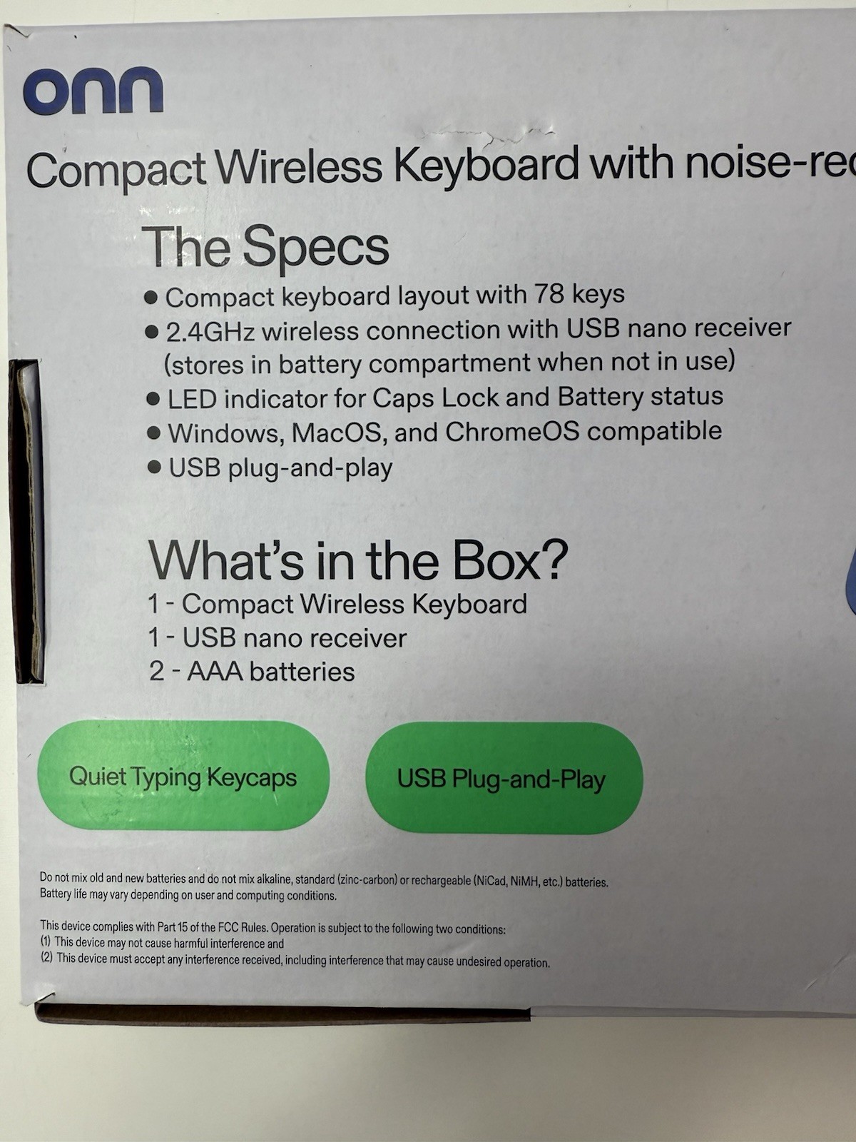 Onn Compact Wireless Keyboard, 78 Keys, Blue Retro Round Keycaps