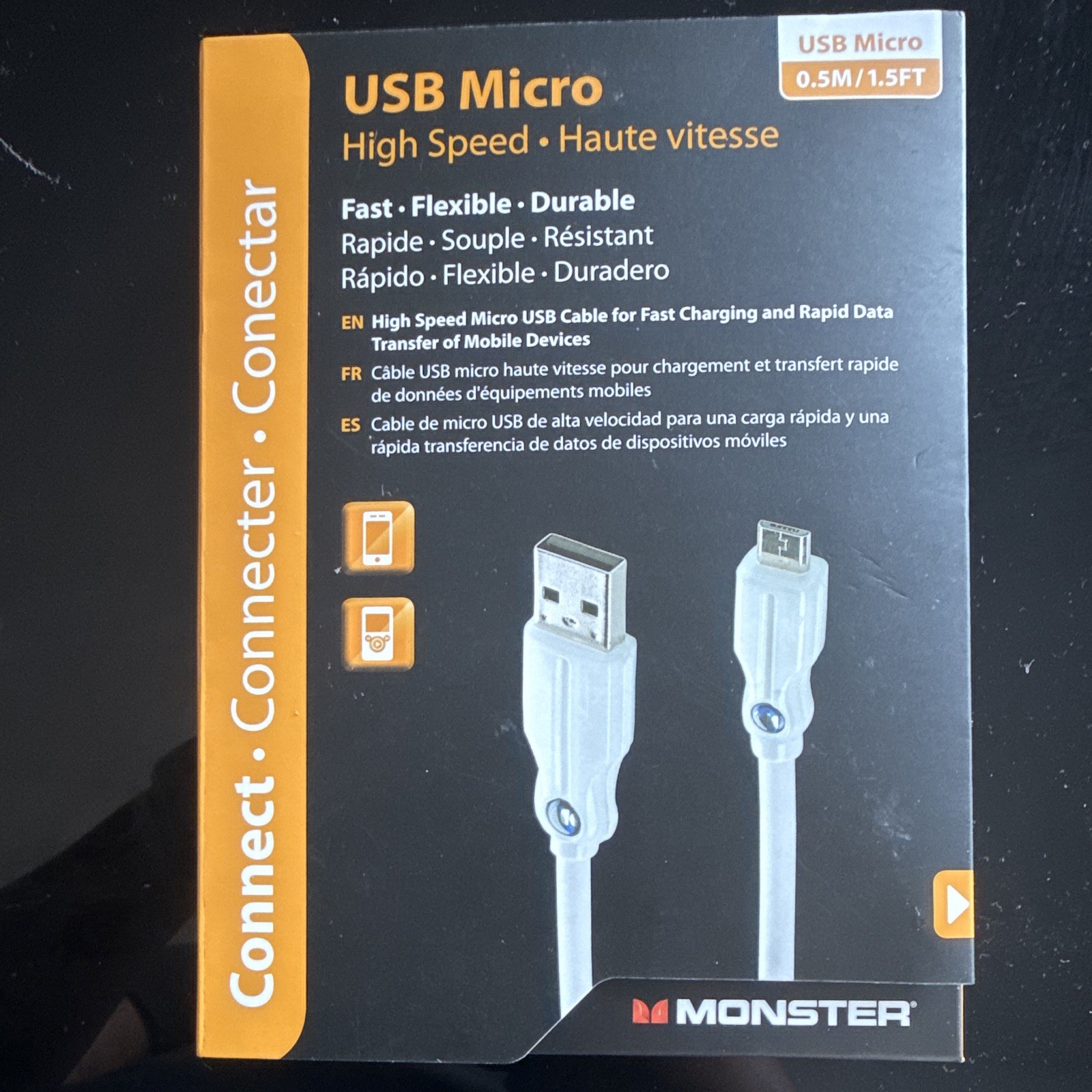 Monster High Speed Micro USB to USB-A Cable 0.5m/1.5ft White