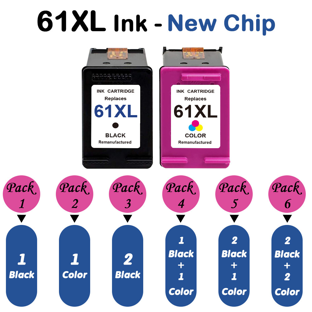 Ink Cartridge Combo for HP 60XL 61XL 63 XL 65 XL 62 XL-With New Chip &&
