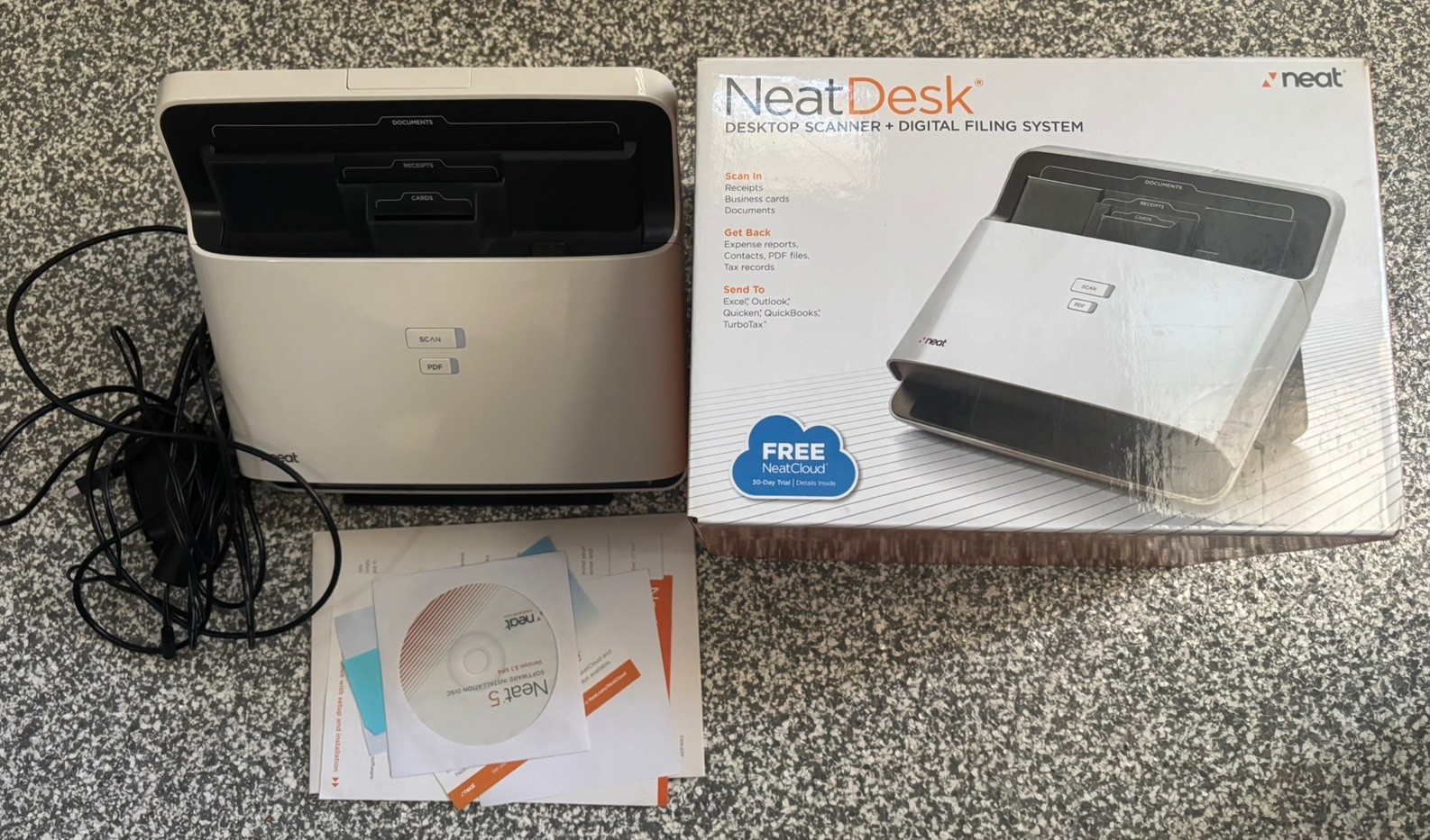 NeatDesk Desktop Scanner Digital Filing System Receipts Docs Windows ND-1000 NEW