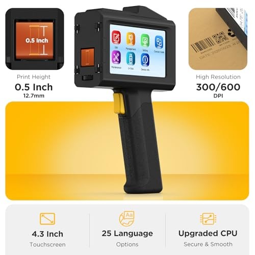 Handheld Inkjet Printer 0.5in 390g Batch Date Code
