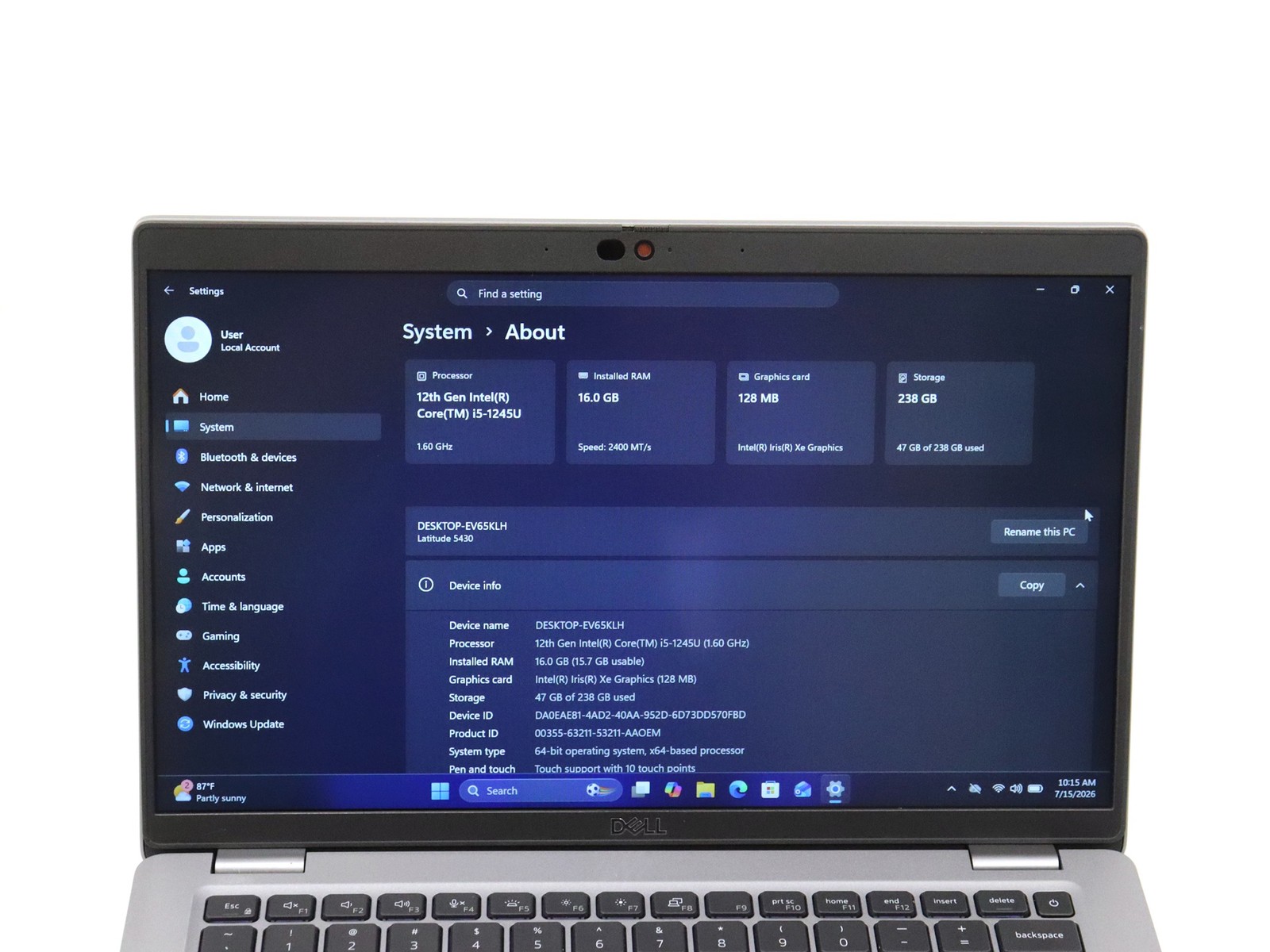 Dell Latitude 5430 14″ Touch Intel i5-1245U 16GB 256GB NVMe Win 11 Pro