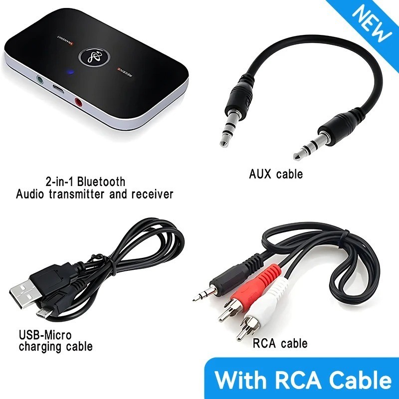 Bluetooth 5.0 Transmitter Receiver 2 IN 1 Wireless Audio 3.5mm Jack Aux Adapter