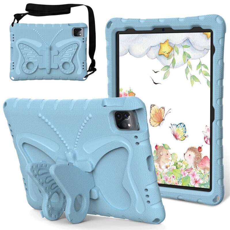 For iPad 5/6/7/8/9/10/11th A16 Air Pro M3 Kids EVA Foam Case Stand Straps Cover
