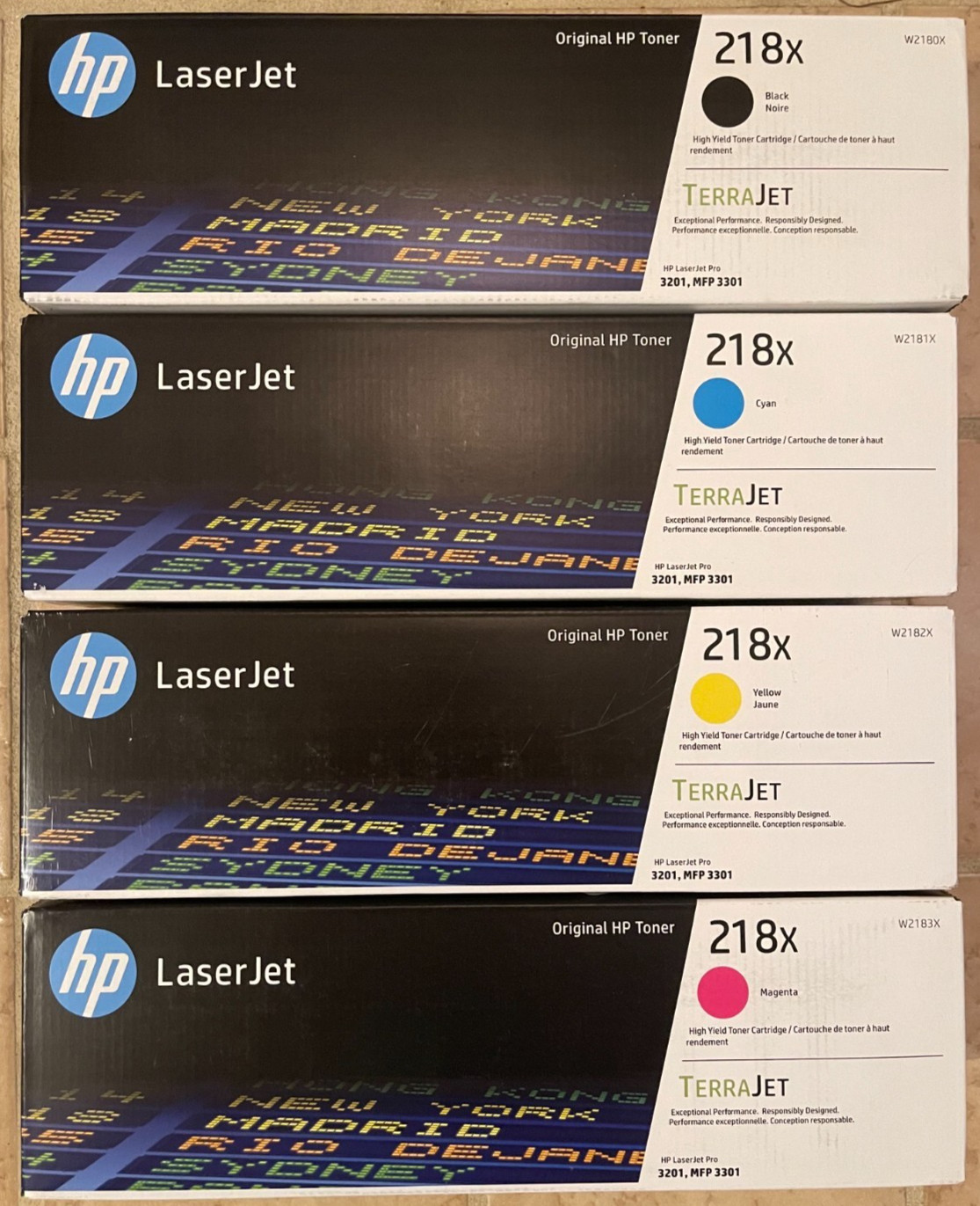 HP 218X High Capacity Complete Toner Set KYCM for LaserJet Pro 3201dw MFP 3301