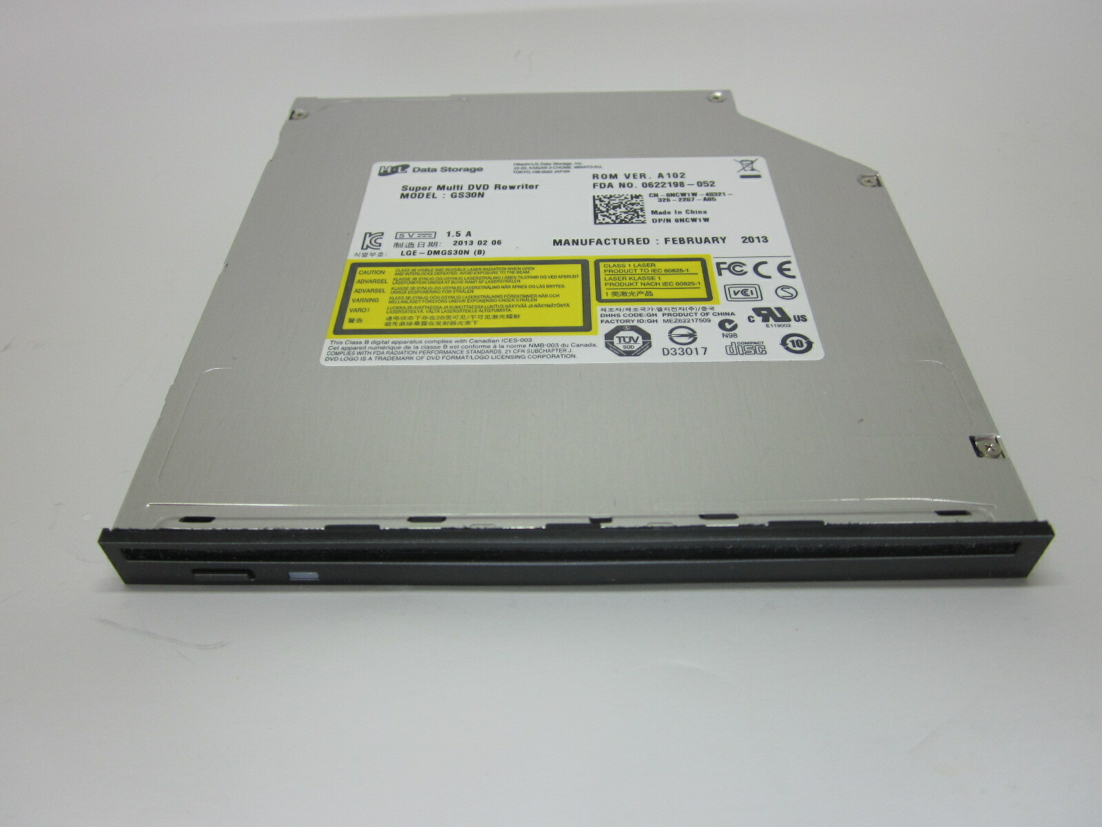 Slot Loading 8x SATA DVD+RW / CDRW Dual Layer Burner LGE-DMGS30N (B) DP/N 0NCW1W