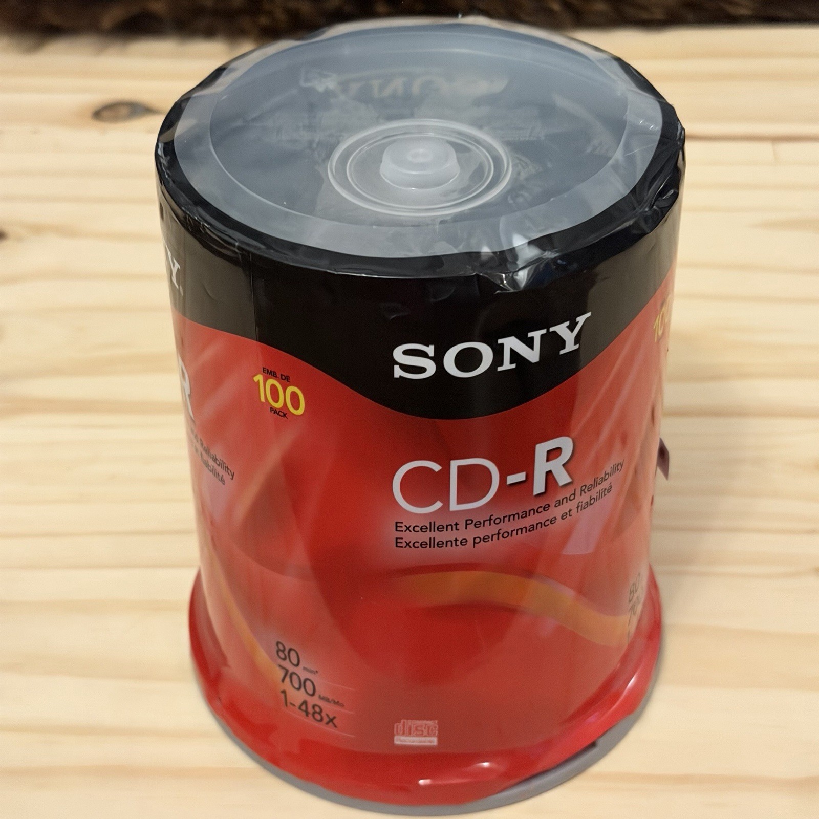 Sony CD-R 700MB Storage Media Discs 80 min Pack of 100 Blank CDs Factory Opened