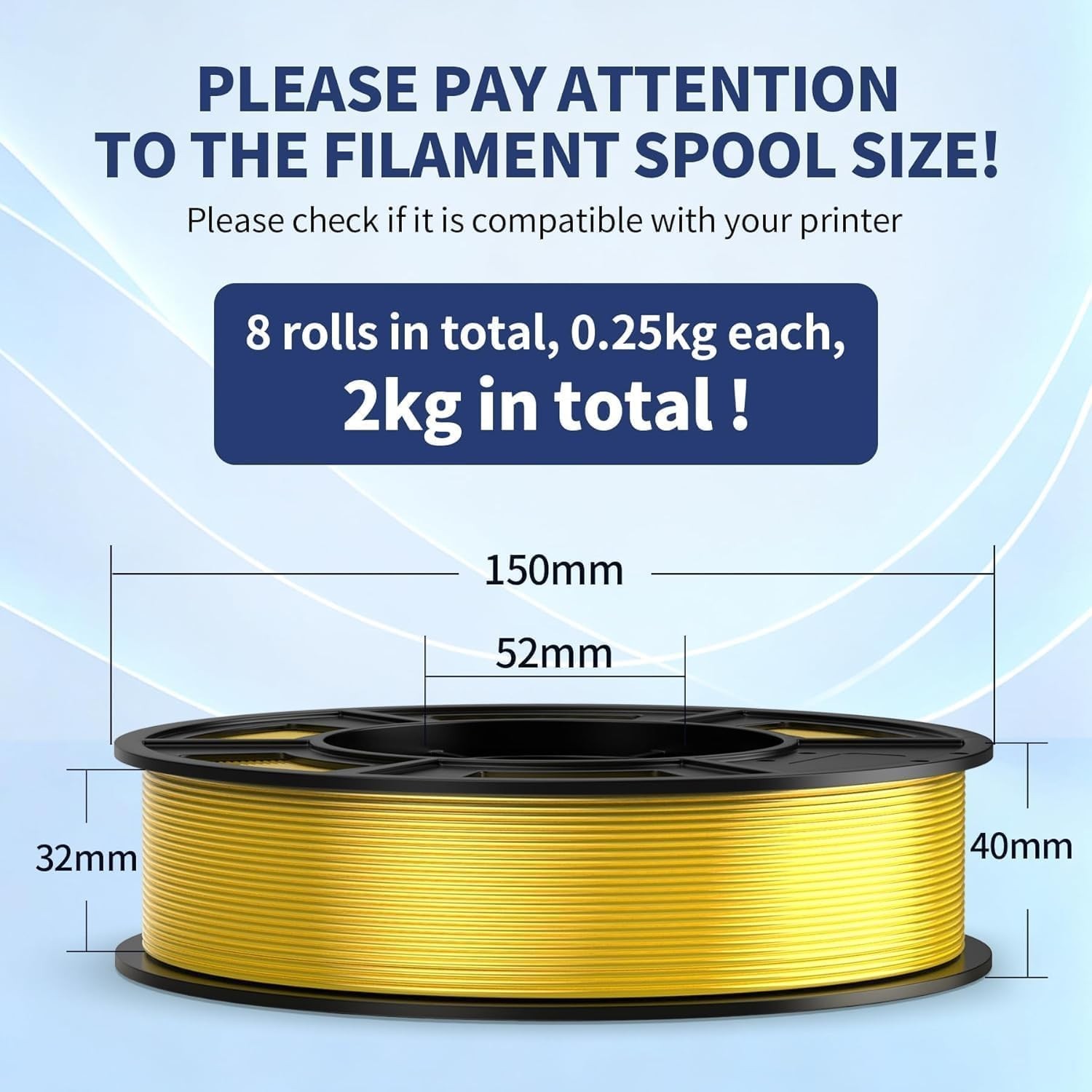 SUNLU PLA 3D Printer Filament Bundle 1.75mm 8 Pack 2kg Total Vacuum Sealed