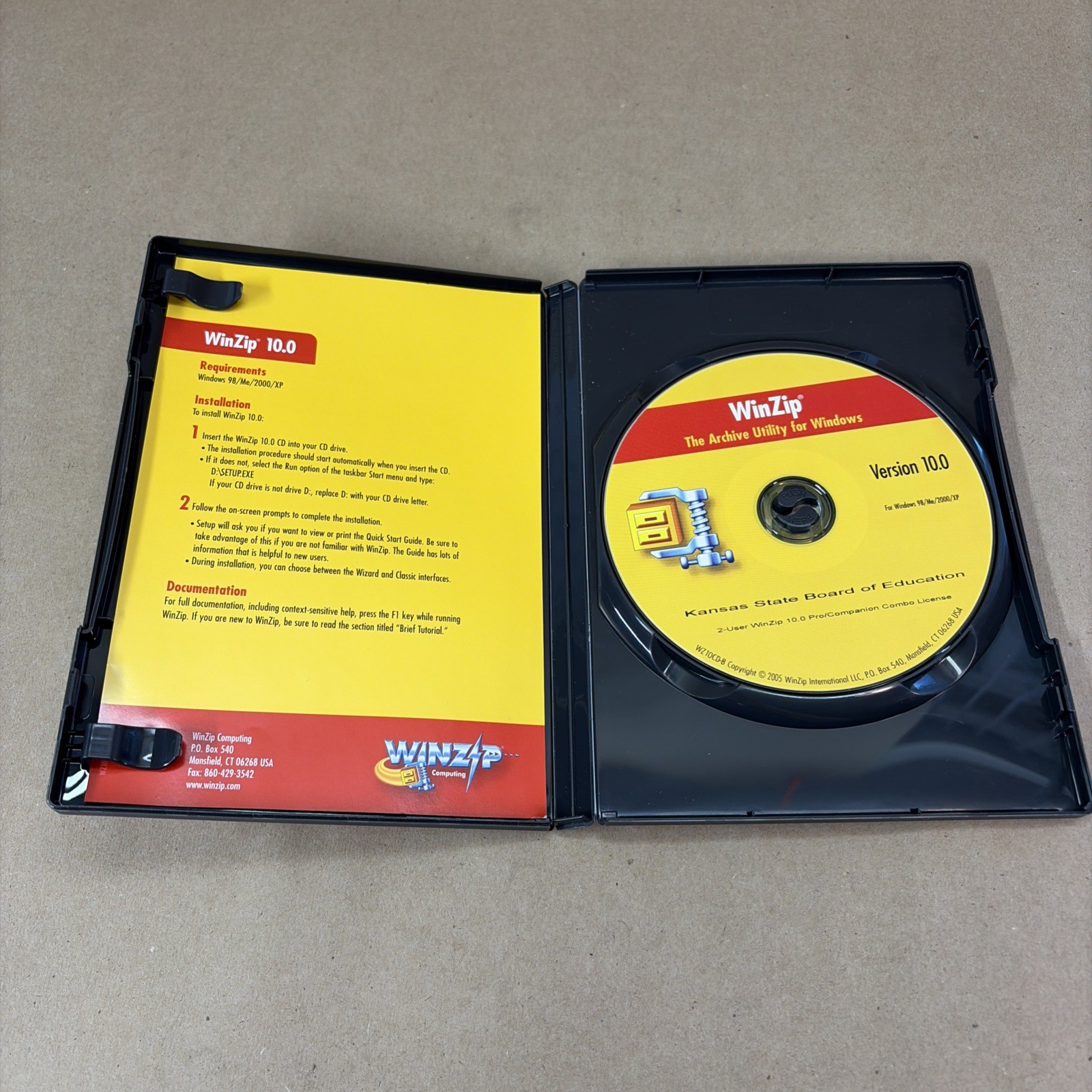 WinZip 10.0 Pro/Companion Two User License CD Utility Windows 98 NO KEY