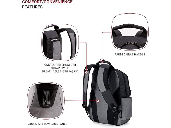 SwissGear 2789 Laptop Backpack Grey Black 17.75 Inch New With Tags