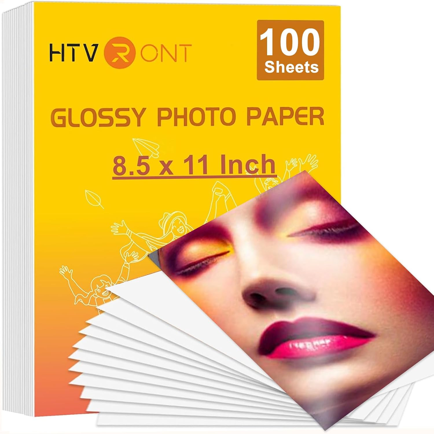 HTVRONT Glossy Photo Paper for Printer 8.5 X 11, 100 Sheets | Instant Dry