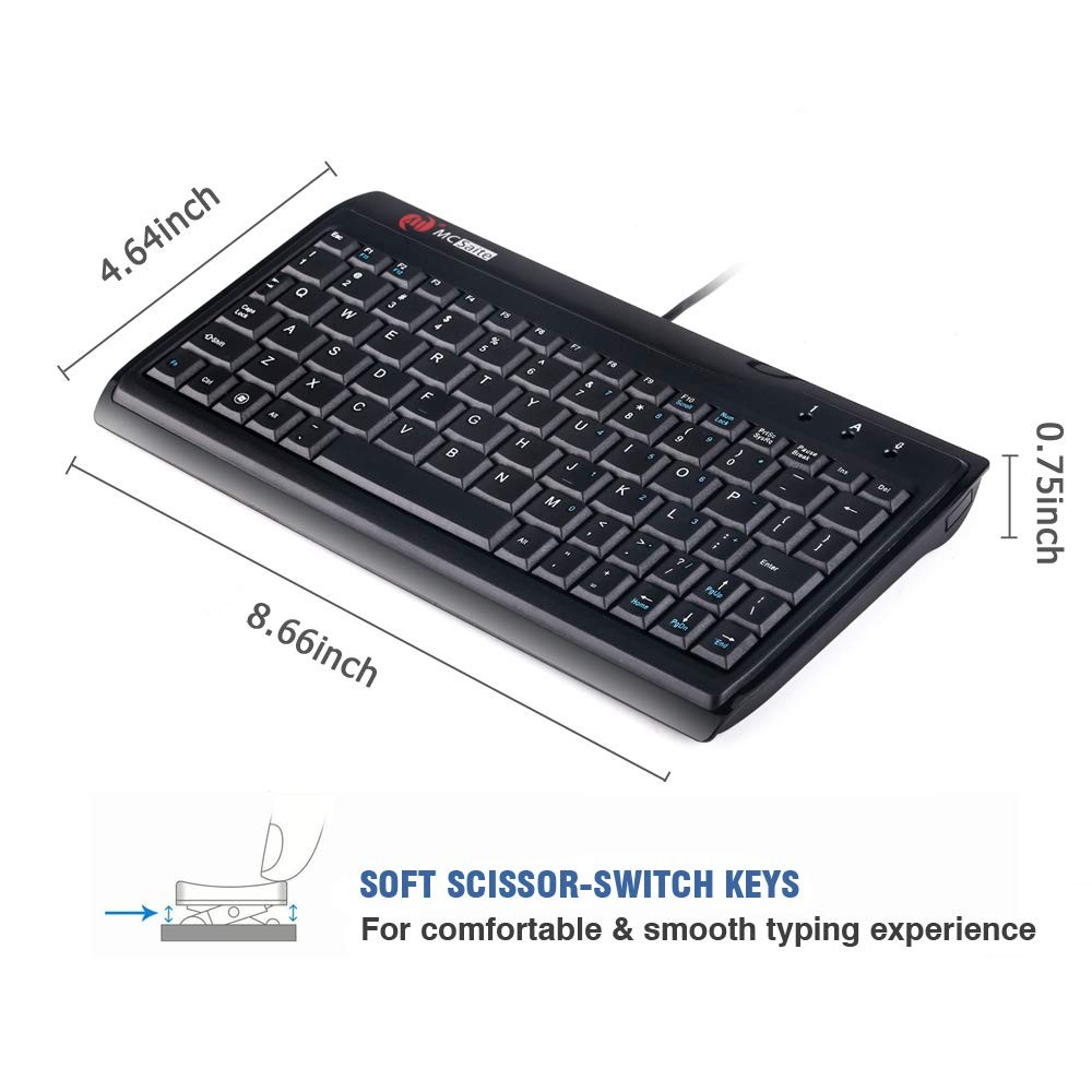 Super Mini Wired Keyboard, MCSaite Full Size 78 Keys Keypad Small Portable Fi…
