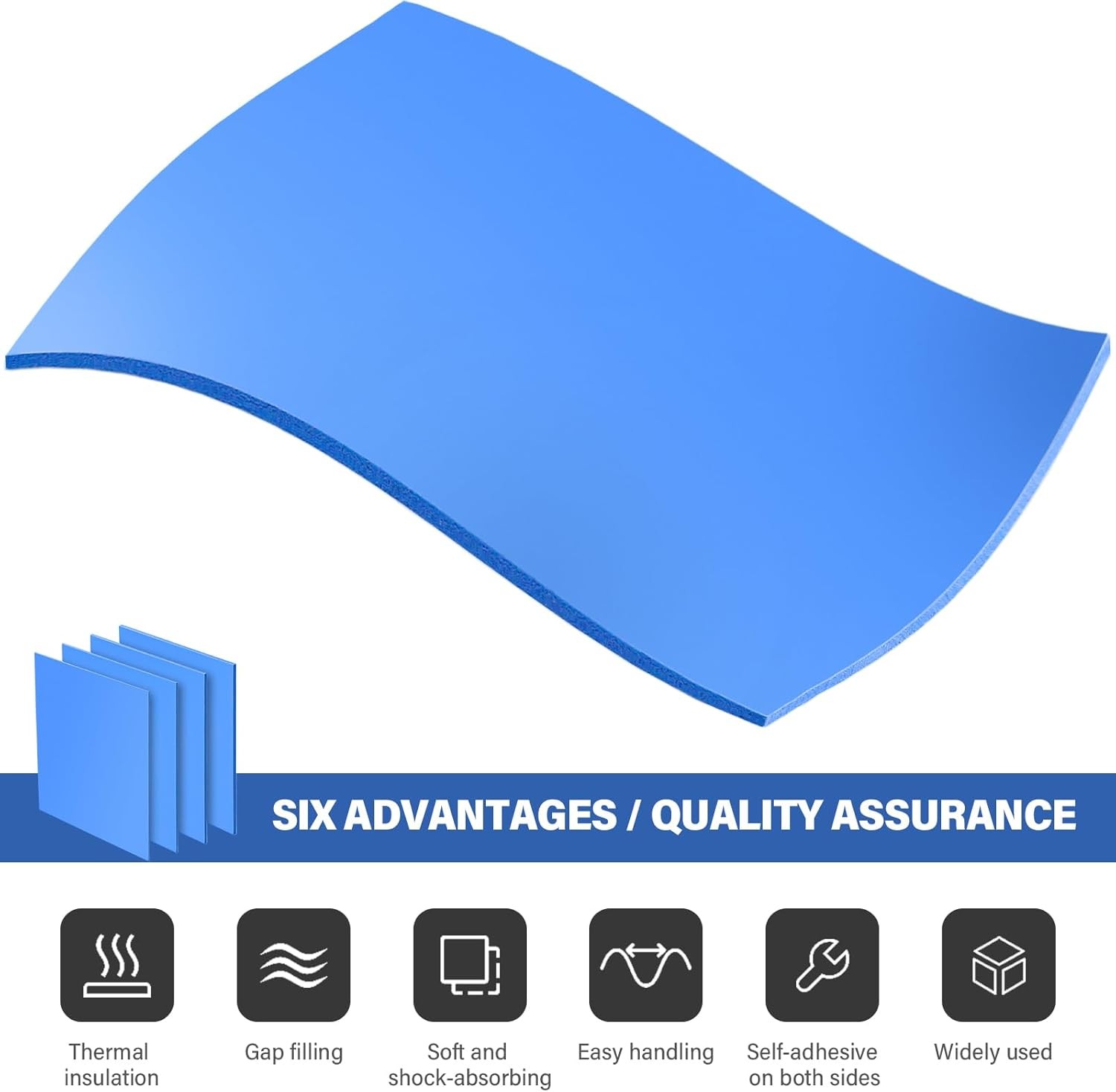 4 Pieces Silicone Thermal Pads 100 x100mm 0.5mm 1mm 1.5mm 2mm Highly Efficien…