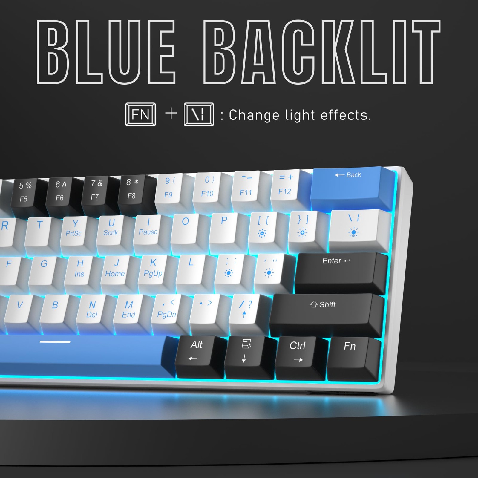 60% Mechanical Gaming Keyboard,Mixed Color Keycaps Gaming Keyboard with Brown…