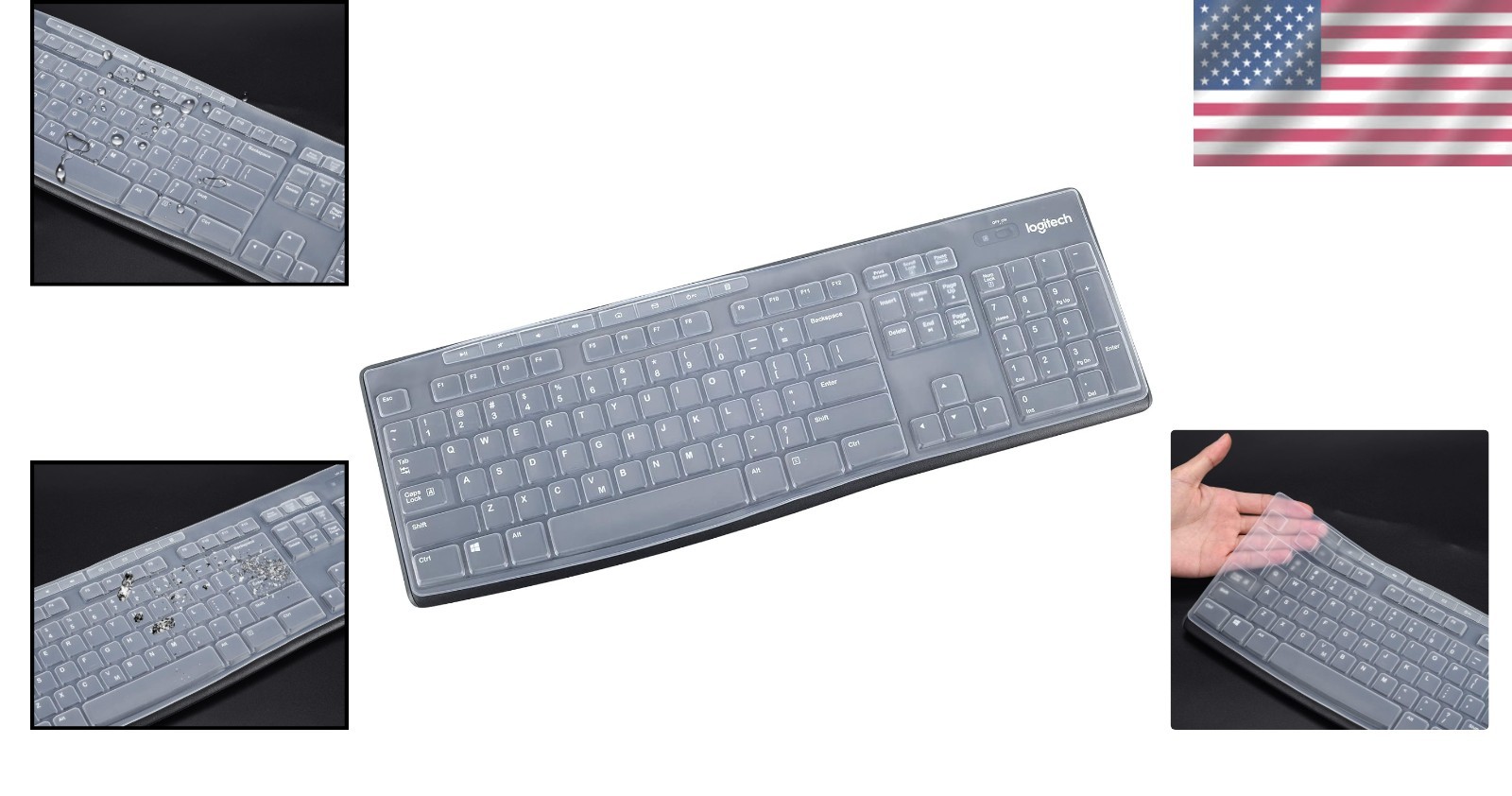 Fingerprint and Scratch Resistant Keyboard Skin for Logitech MK270 MK295 – Clear