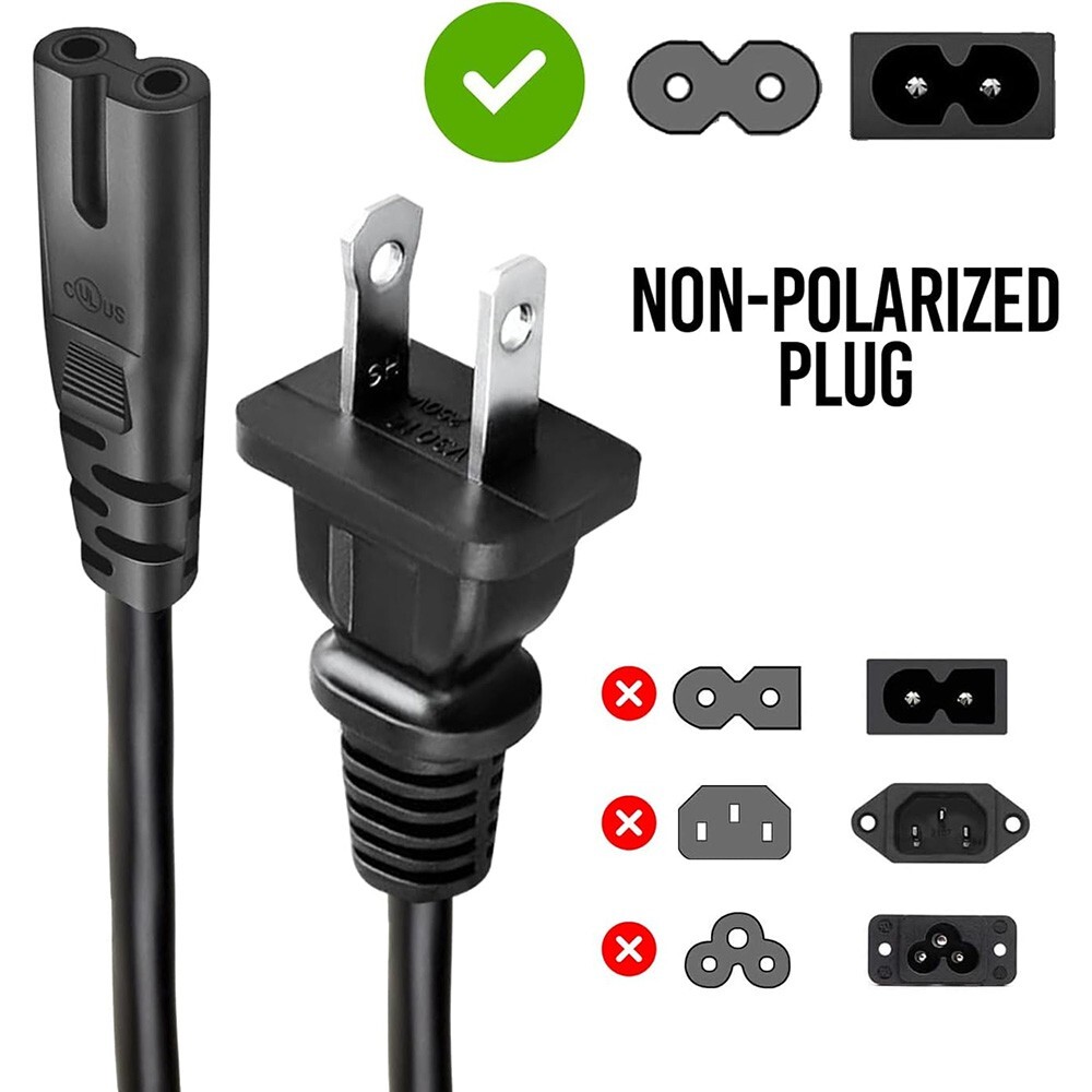 2pcs 2ft 2Prong to IEC C7 Figure 8 Computer TV Speaker Short AC Power Cord Cable