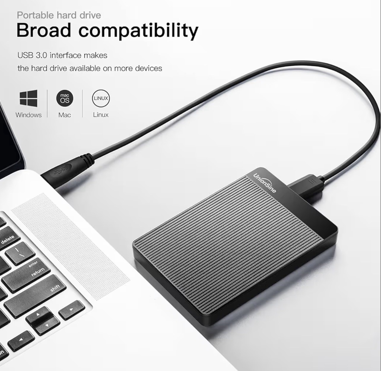UnionSine 2TB Ultra Slim Portable External Hard Drive HDD