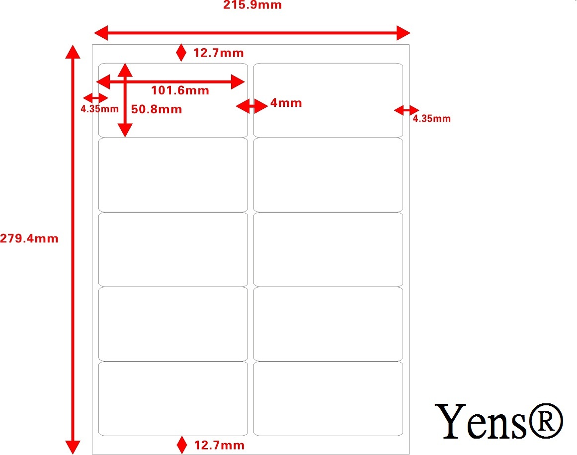 Yens® 500 Sheets 5000 Labels 10up Address Labels Size