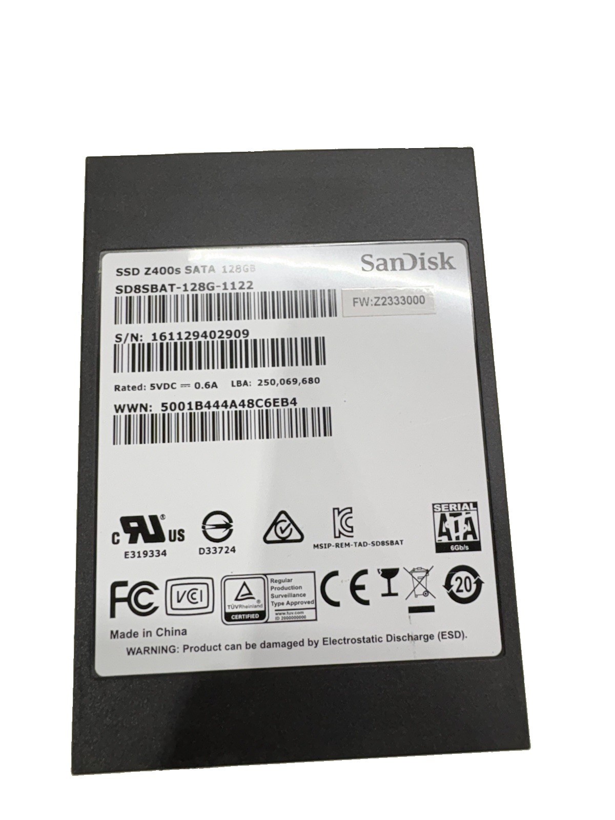 SanDisk Z400s 128GB 2.5″ SATA 6.0Gbps SD8SBAT-128G Solid State Drive