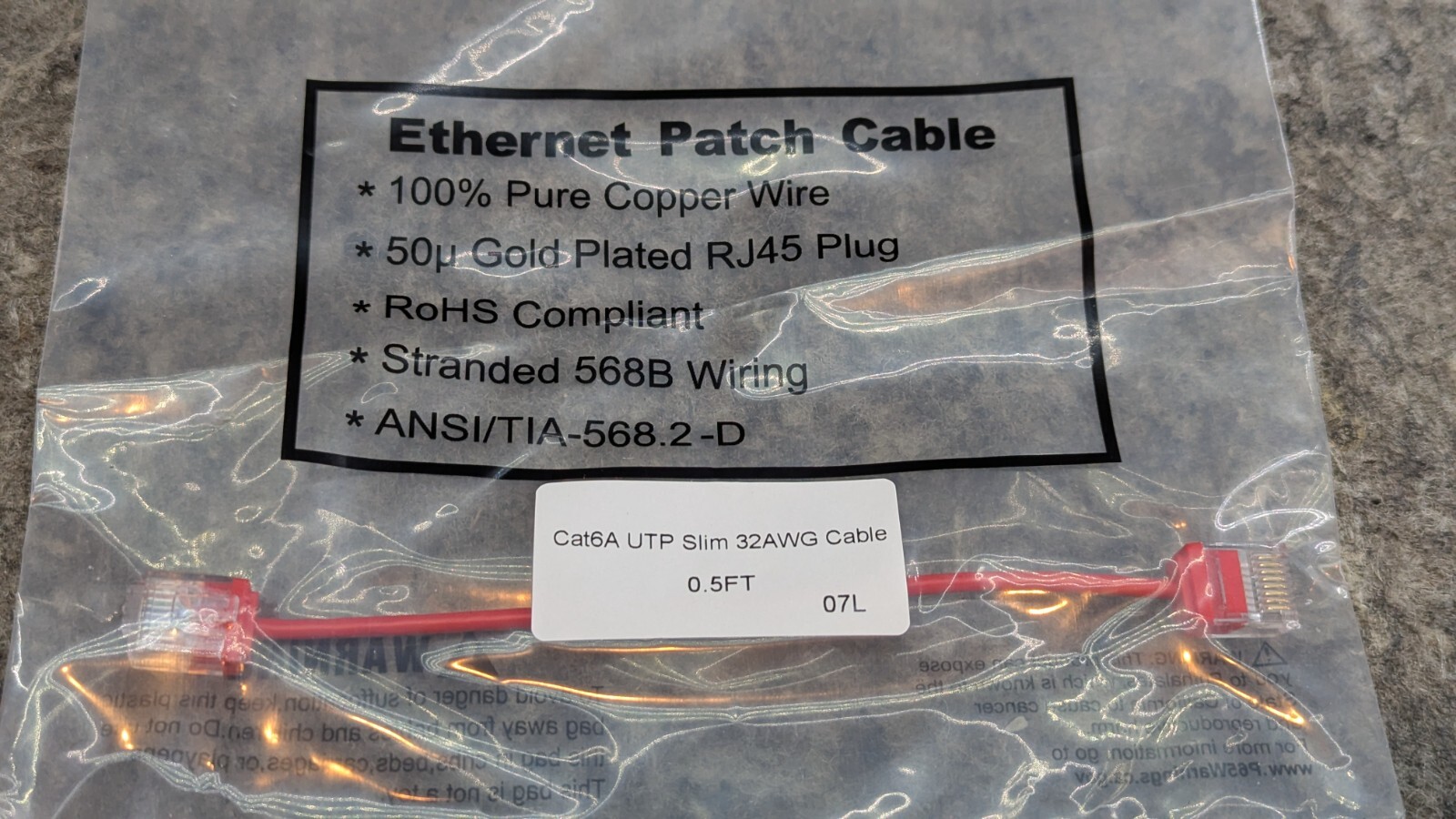 🔥10 New 0.5FT Cat6A RJ45 Super Slim LAN Ethernet UTP Patch Cable Cord 32AWG Red