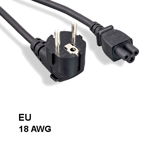 Kentek 6′ ft 18 AWG Europe EU 3 Prong Power Cord IEC320 C5 to 90° CEE 7/7 SCHUKO
