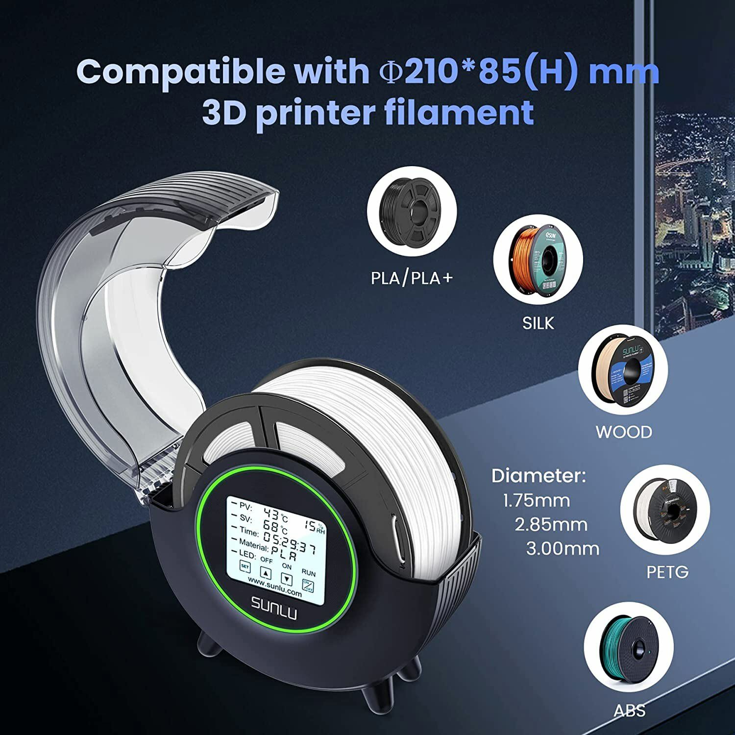 SUNLU Filament Dryer Box FilaDryer S2 Touch Screen 360° Heating