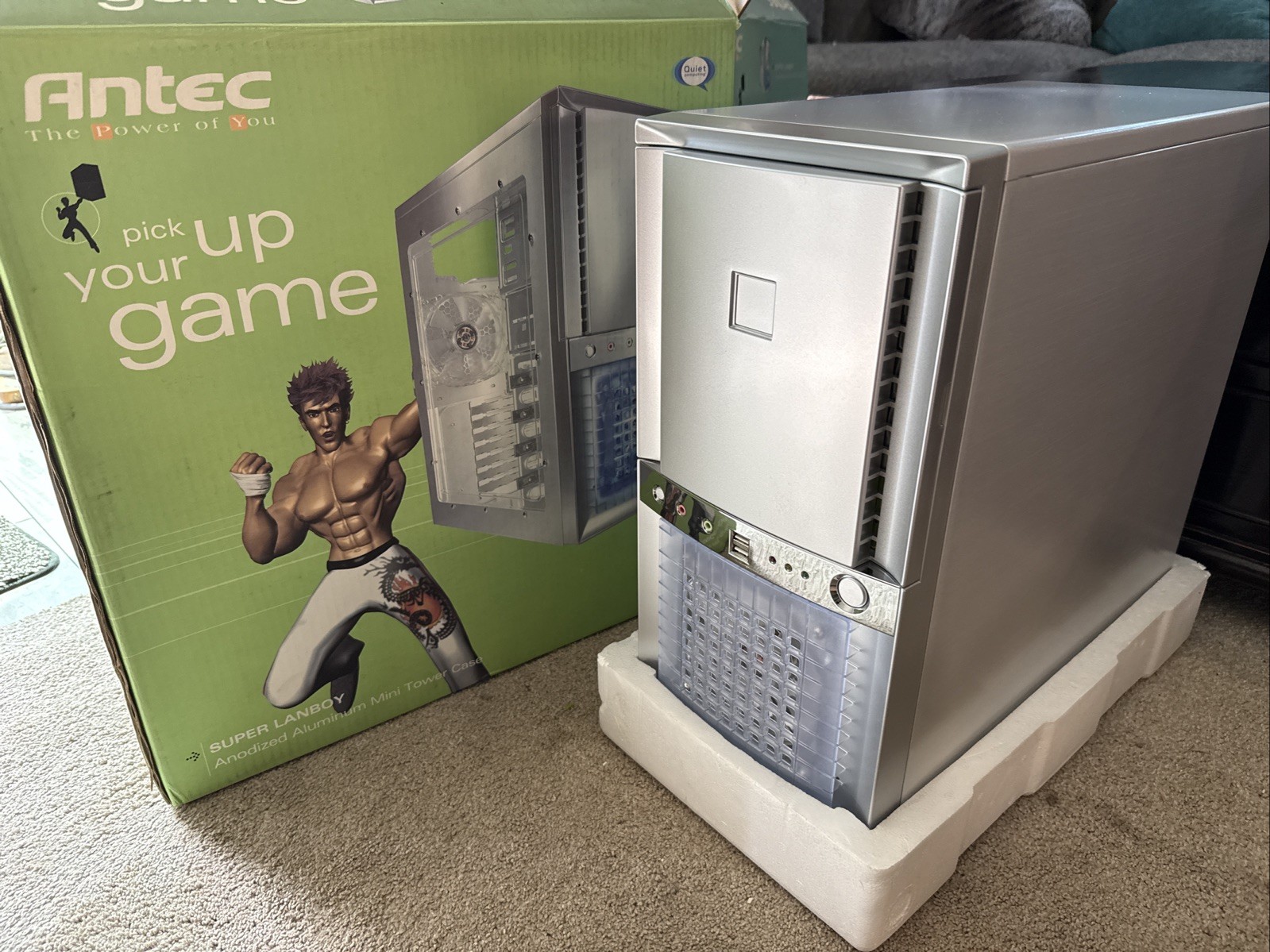 Antec Super Lanboy Anodized Aluminum Mini Tower Case. Open Box
