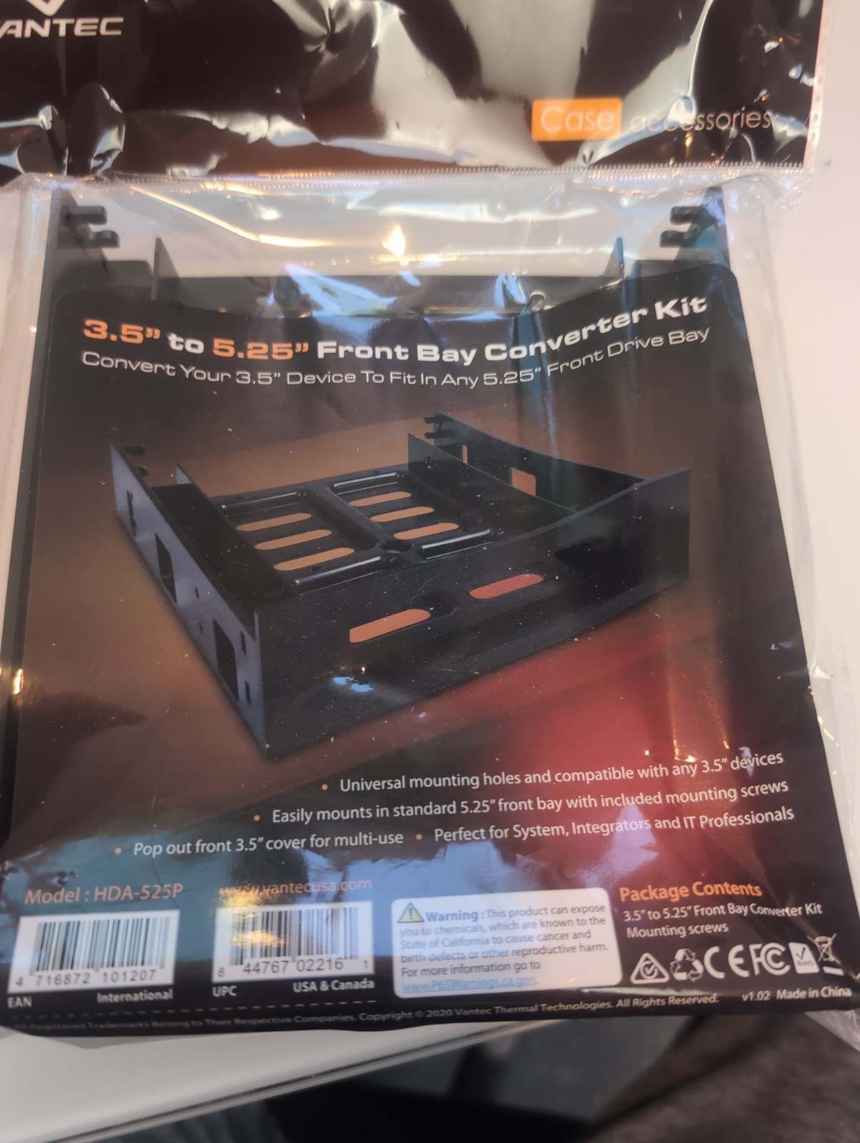 3.5″ to 5.25″ Front Bay Converter/Adapter – Mount 3.5″ HDD in 5.25″ Bay HDA-525P