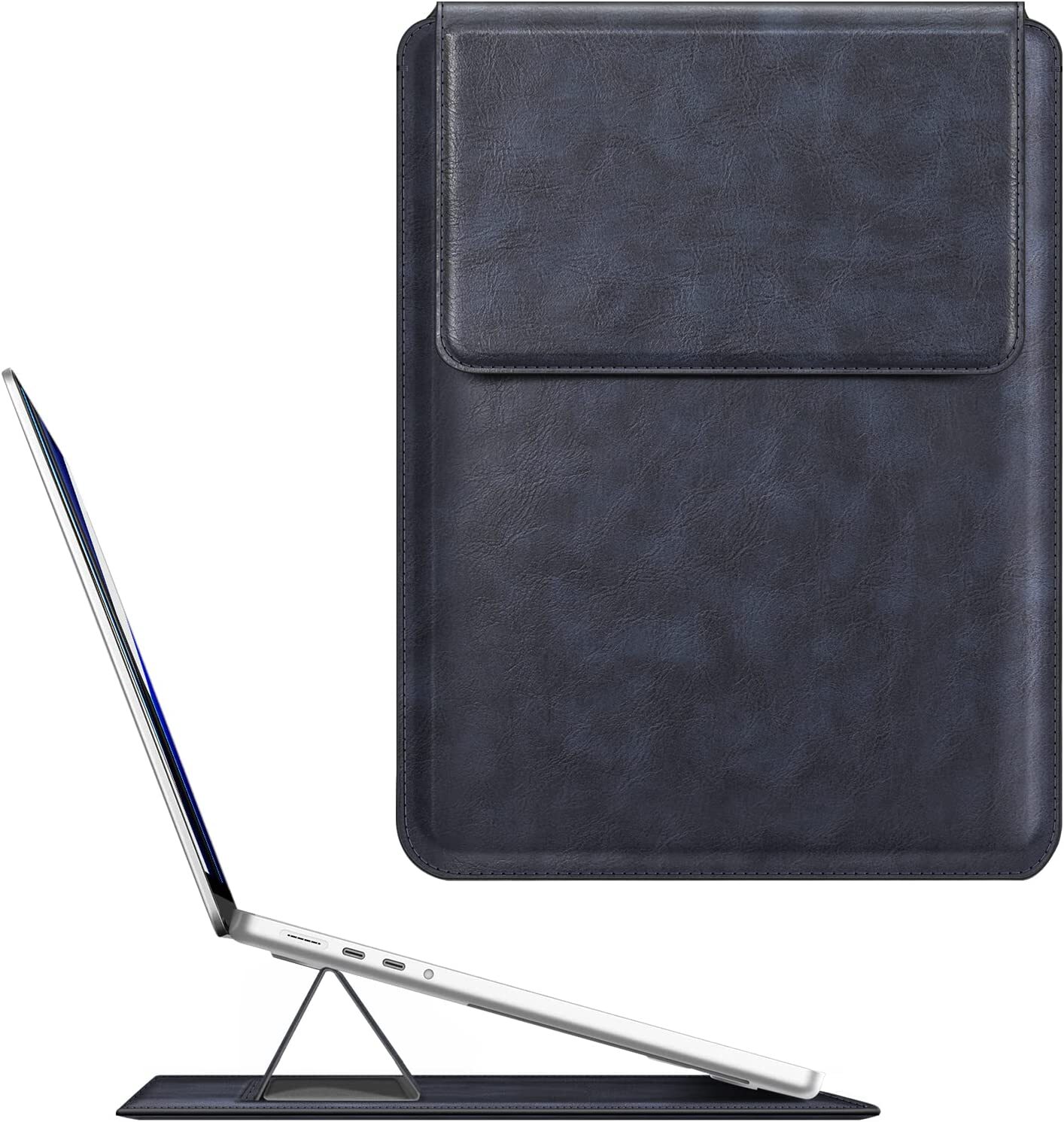 Sleeve Case for MacBook Air 13.6″ M3 M2 Leather Slim Bag Cover with Stand