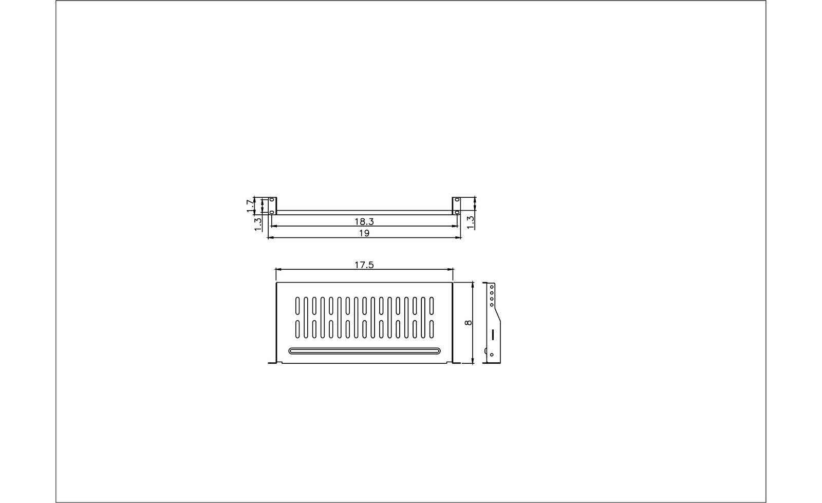 19″ 1U 8″(210mm) Deep Cantilever Server Shelf Vented Rack Mount