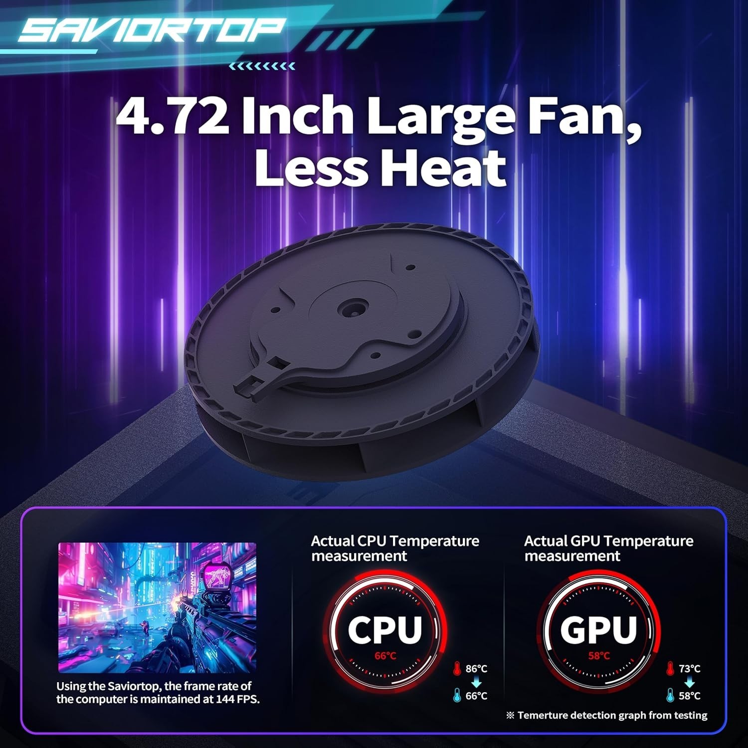Saviortop Gaming Laptop Cooling Pad: High-Speed 3500 RPM Laptop Cooler, V.2026