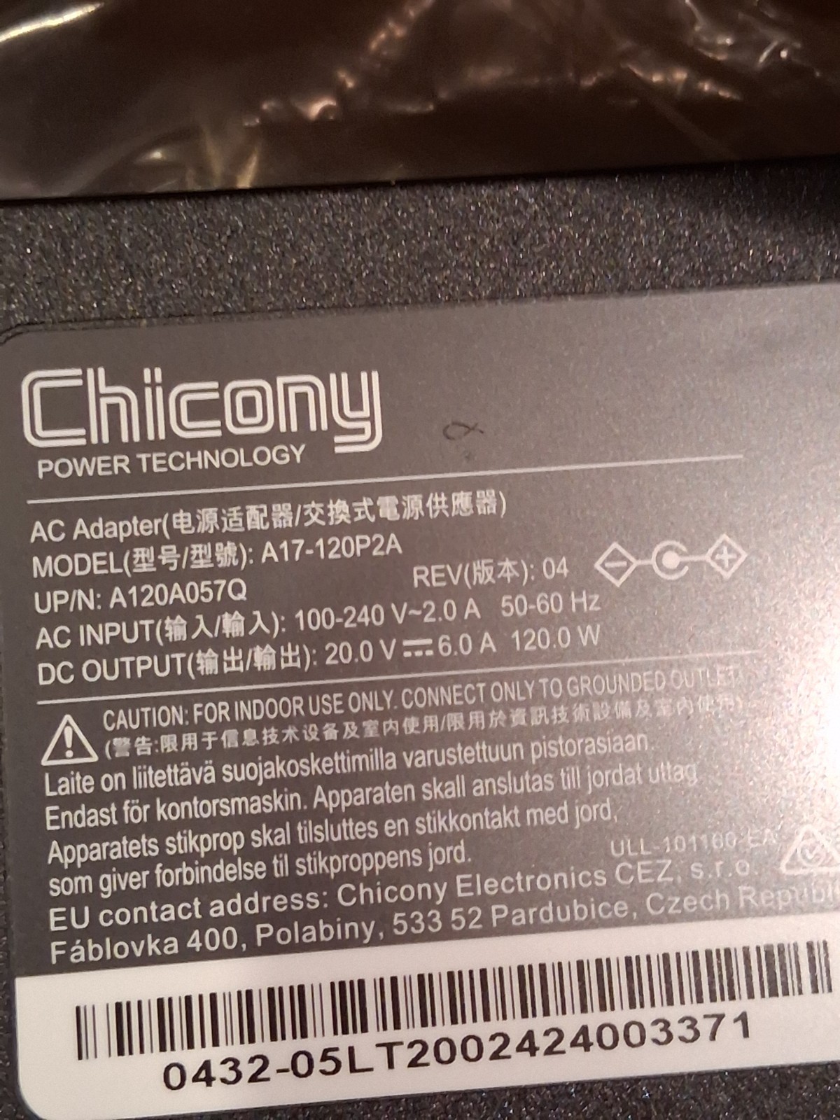 NEW Chicony AC Adapter A17-120P2A Power Supply 20V 6A Charger Fits 4.5mm & 5.5mm